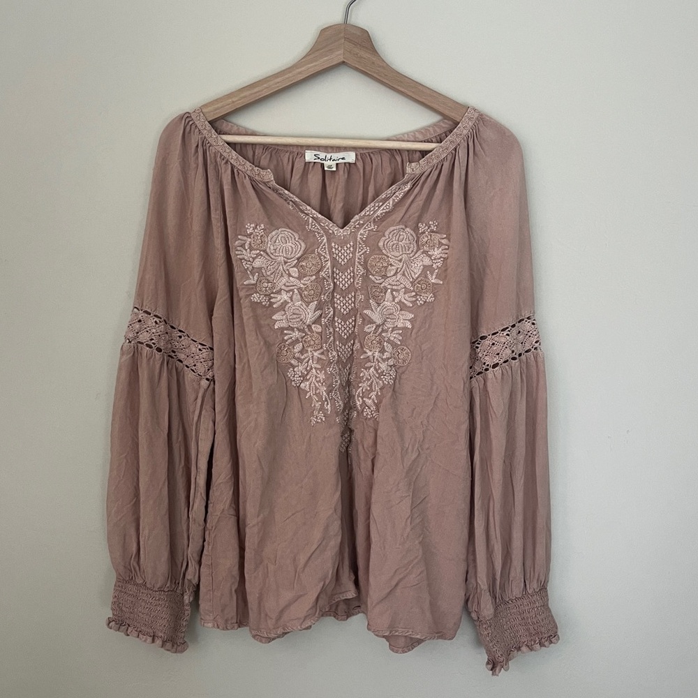 Embroidered peasant top